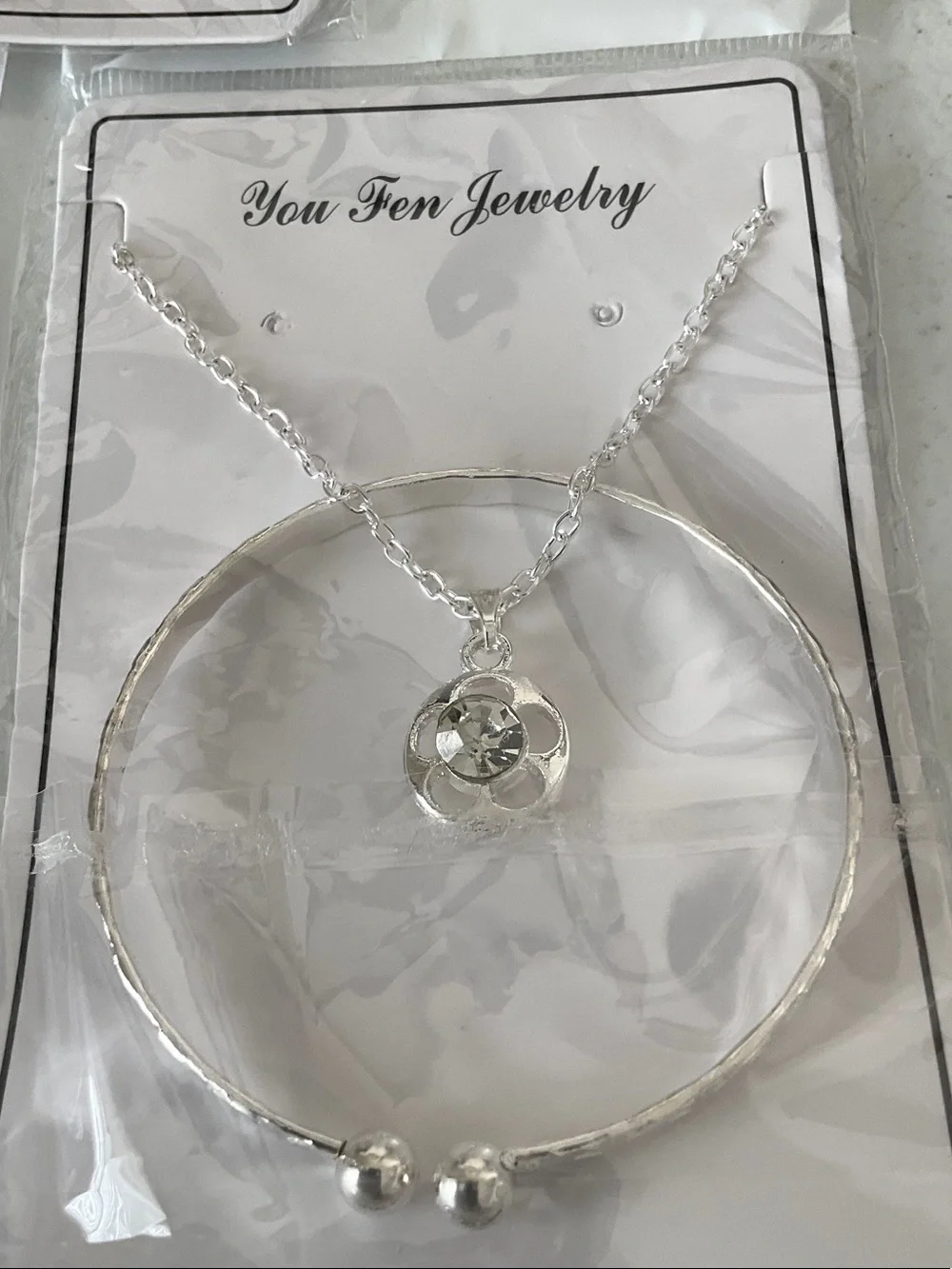 You Fen Silver-Tone Necklace and Bracelet Bundle Set